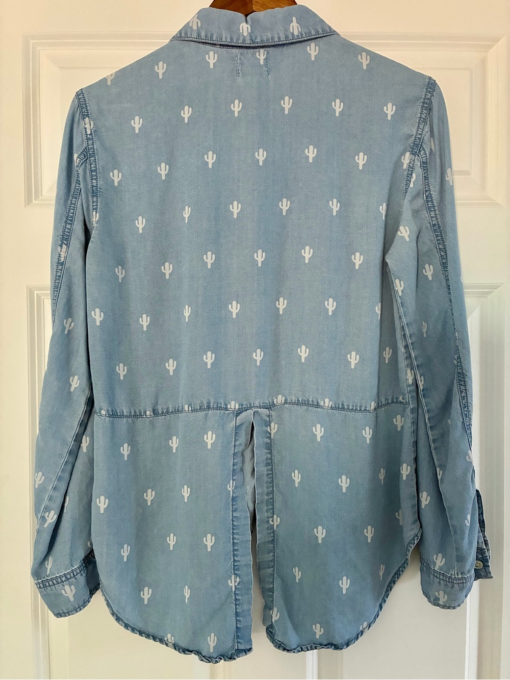 Harper Cactus Print Button-Up Denim Shirt